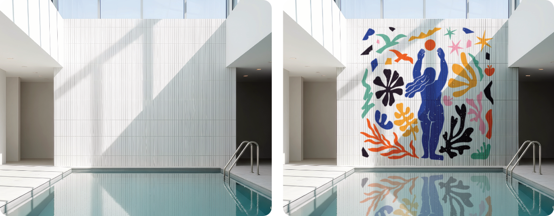 Poolside Feature Wall Design | Tile Mural Installation